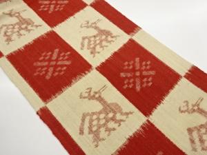 手織り真綿紬市松に有栖川模様織出し名古屋帯